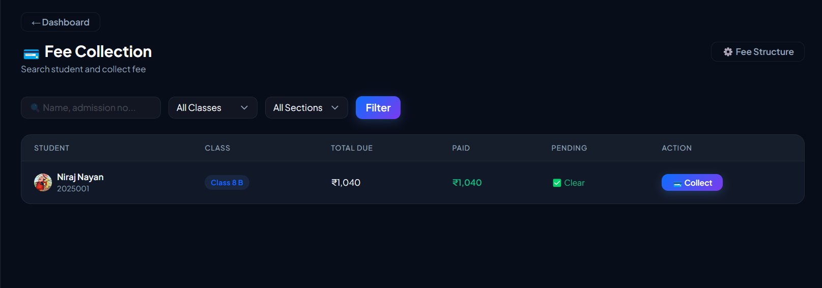 Fee Collection screenshot